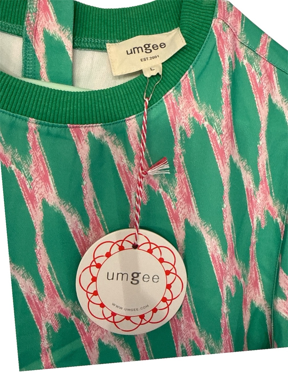 Umgee NWT Green and Pink Abstract Pattern Dress Size Large New - Picture 4 of 4